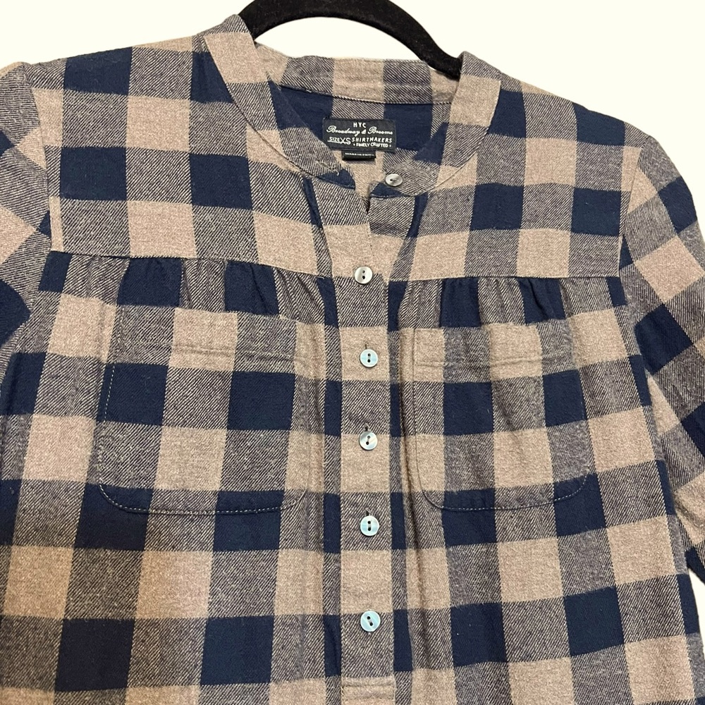 Madewell Buffalo Plaid Soft Flannel Blouse with Feminine Details Oversized XS - Picture 3 of 11